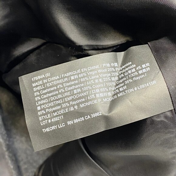 NEW THEORY Men’s Monroe Wool Melton Single-Breasted Coat Grey Melange Size S - Picture 2 of 12